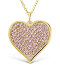 Sterling Silver Light Pink CZ Statement Heart Pendant