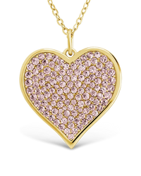 Sterling Silver Light Pink CZ Statement Heart Pendant