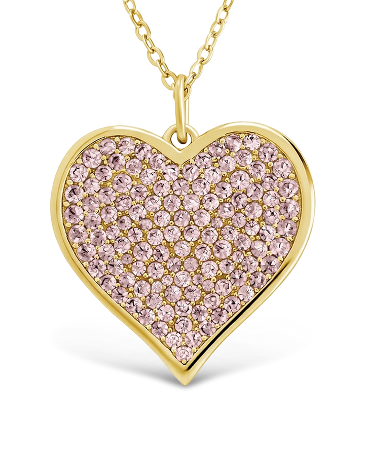 Sterling Silver Light Pink CZ Statement Heart Pendant