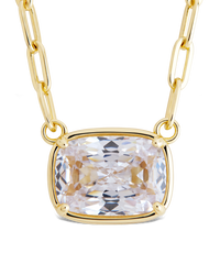 Sterling Silver Elongated Cushion Paperclip Chain Necklace