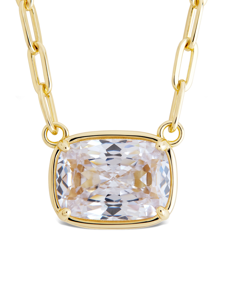 Sterling Silver Elongated Cushion Paperclip Chain Necklace