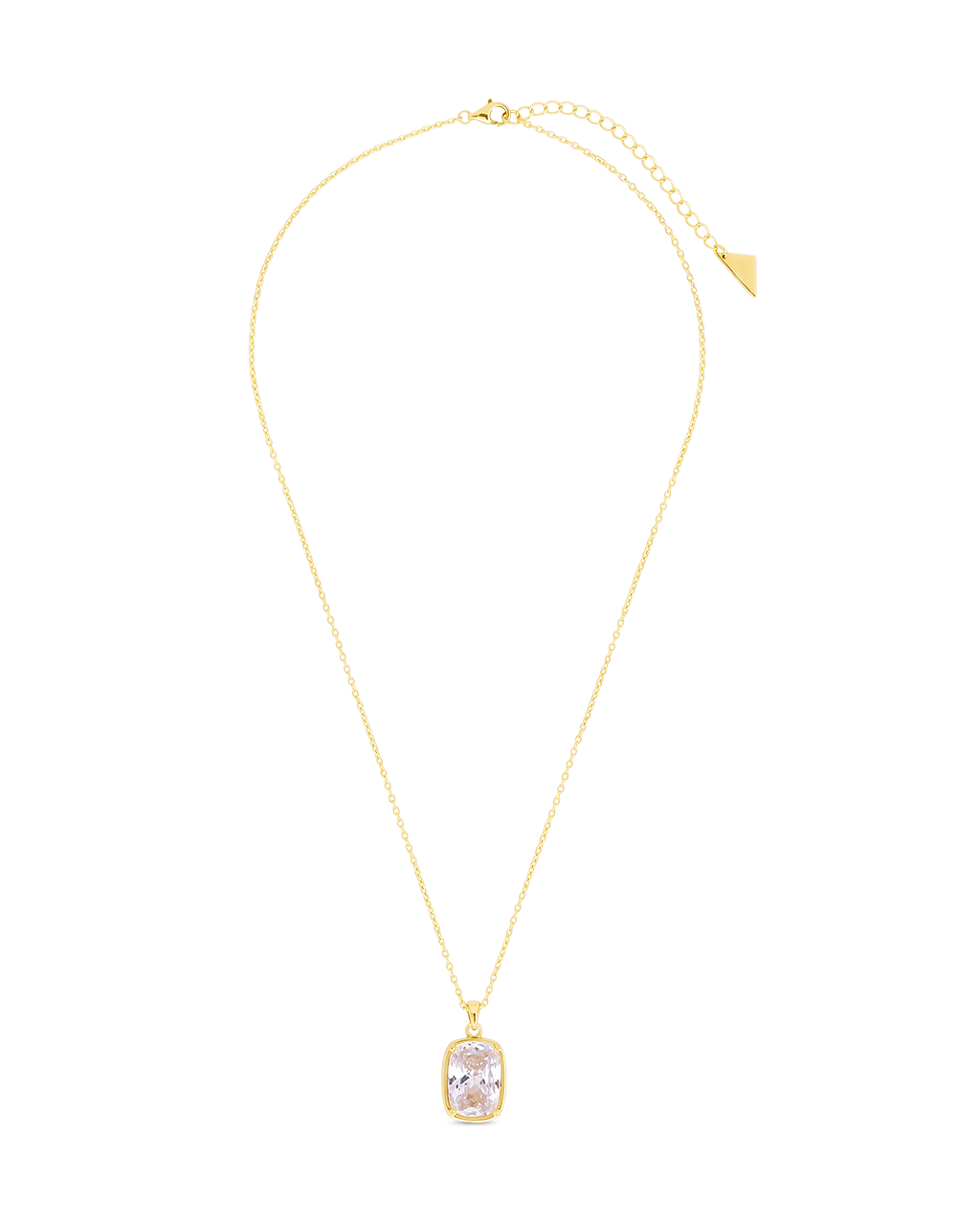Sterling Silver Elongated Cushion Necklace