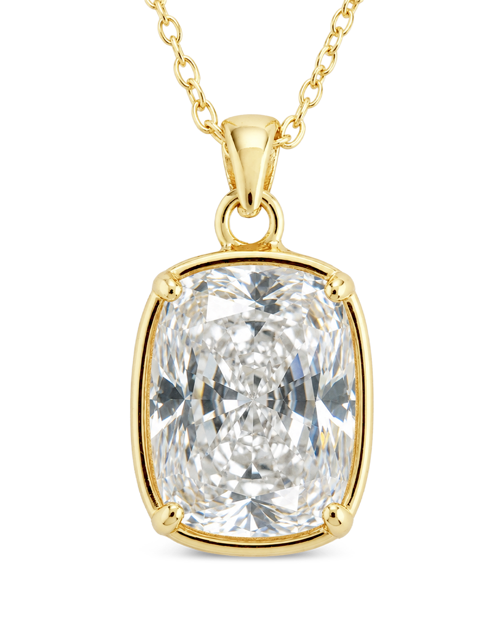 Sterling Silver Elongated Cushion Necklace