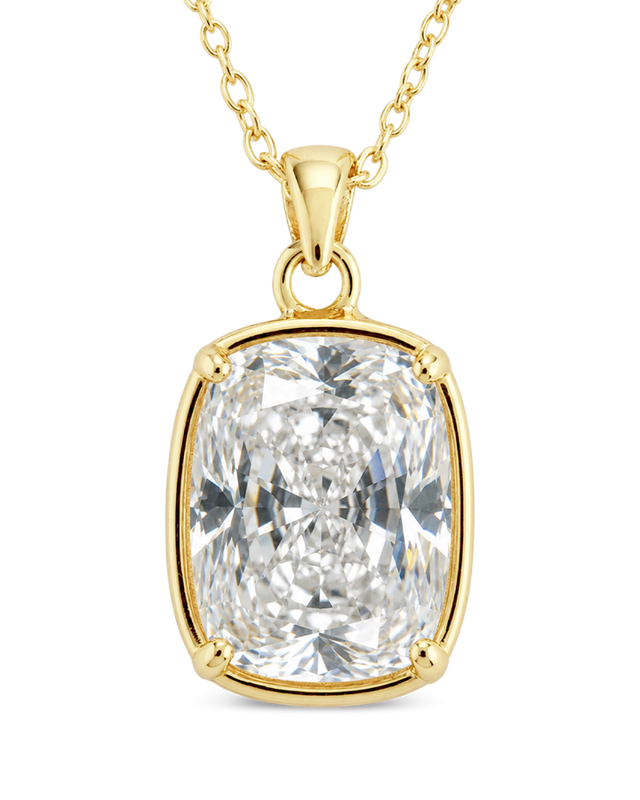 Sterling Silver Elongated Cushion Necklace