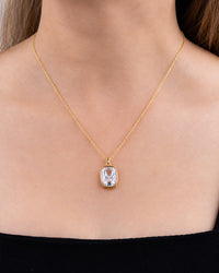 Sterling Silver Elongated Cushion Necklace