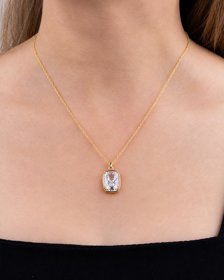 Sterling Silver Elongated Cushion Necklace