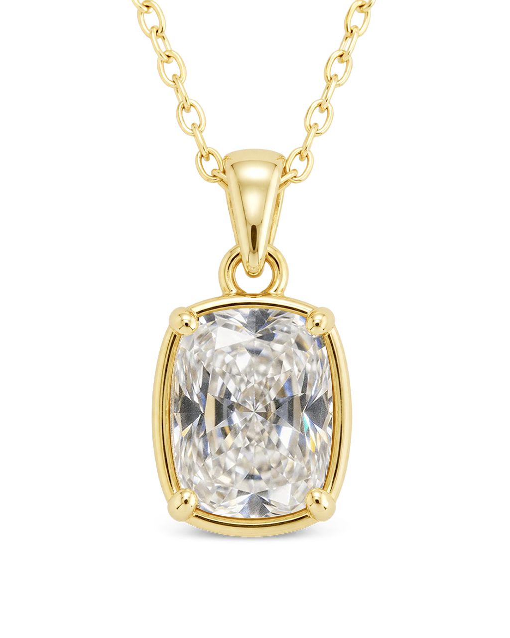 Sterling Silver Mini Elongated Cushion Necklace