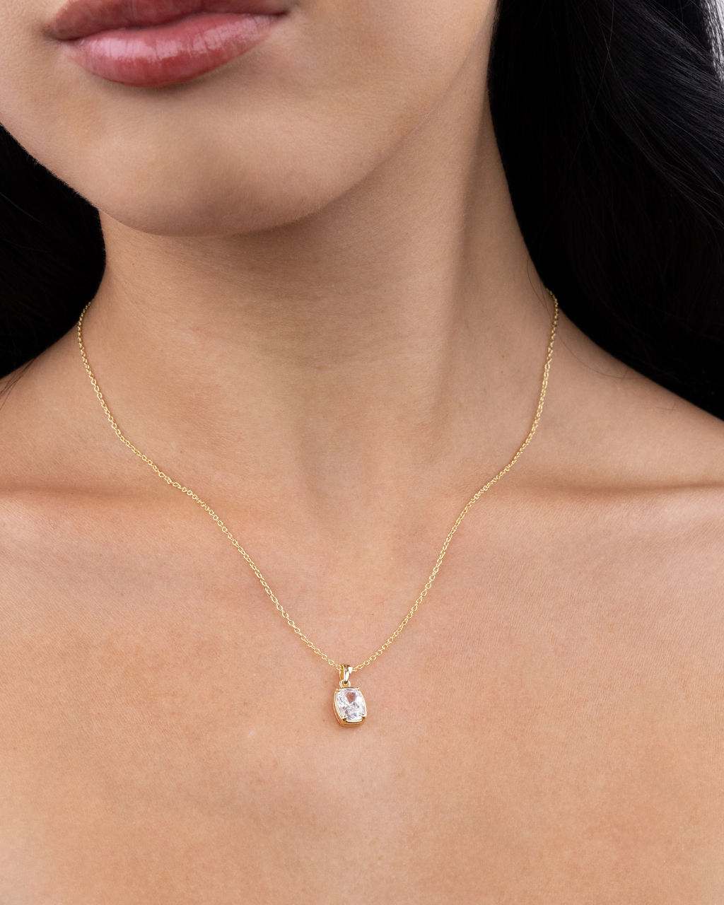 Sterling Silver Mini Elongated Cushion Necklace