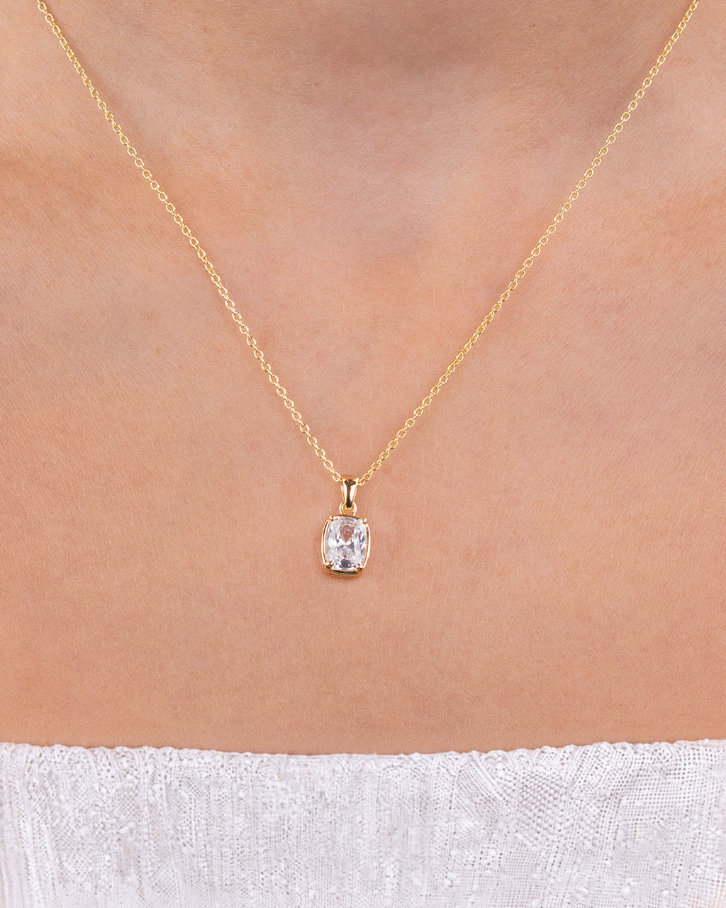 Sterling Silver Mini Elongated Cushion Necklace