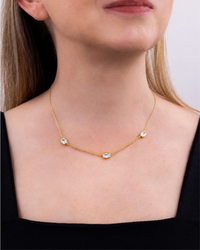 Sterling Silver Elongated Cushion Stationed Chain Necklace