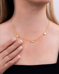 Sterling Silver Elongated Cushion Stationed Chain Necklace