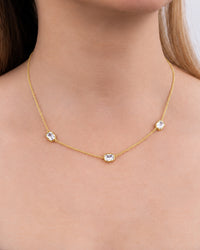 Sterling Silver Elongated Cushion Stationed Chain Necklace
