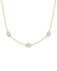Sterling Silver Elongated Cushion Stationed Chain Necklace