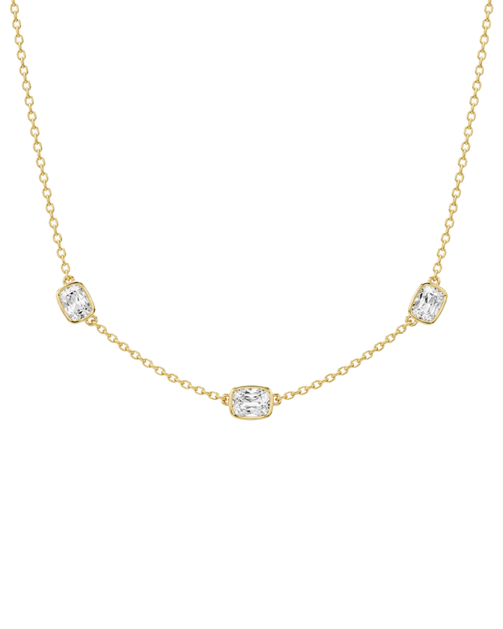 Sterling Silver Elongated Cushion Stationed Chain Necklace