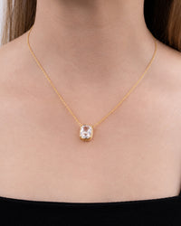 Sterling Silver Elongated Cushion Drop Necklace