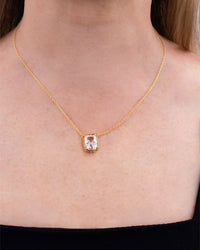 Sterling Silver Elongated Cushion Drop Necklace