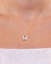 Sterling Silver Elongated Cushion Drop Necklace