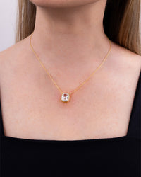 Sterling Silver Elongated Cushion Drop Necklace
