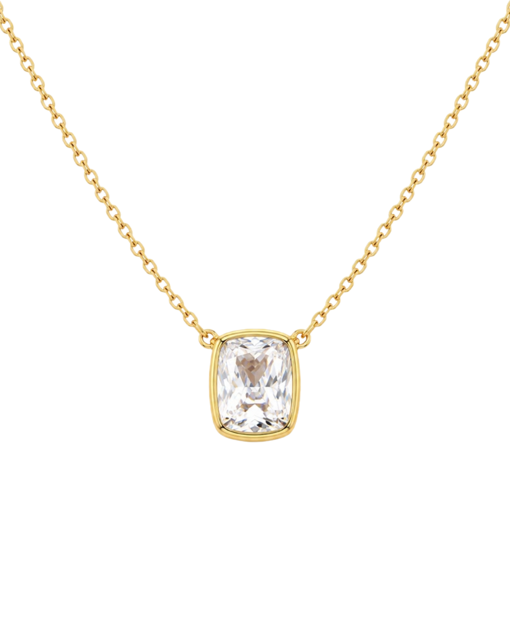 Sterling Silver Elongated Cushion Drop Necklace
