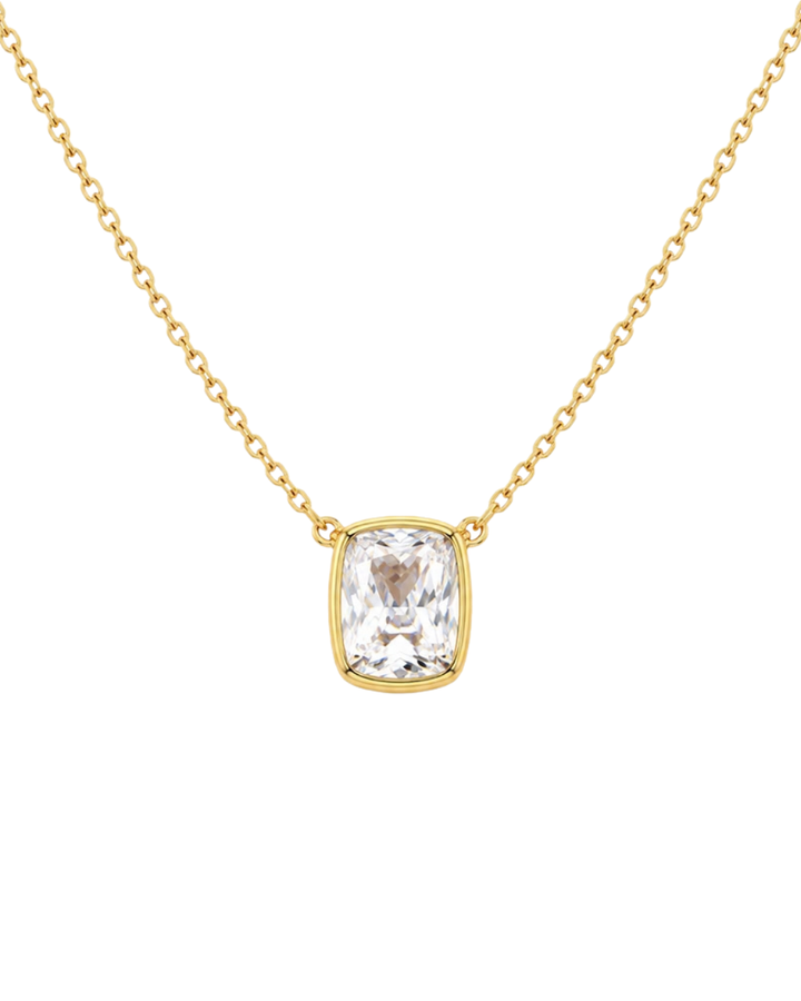 Sterling Silver Elongated Cushion Drop Necklace