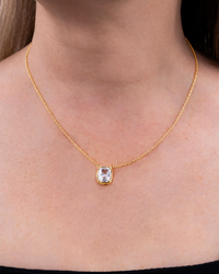 Sterling Silver Mini Elongated Cushion Drop Necklace