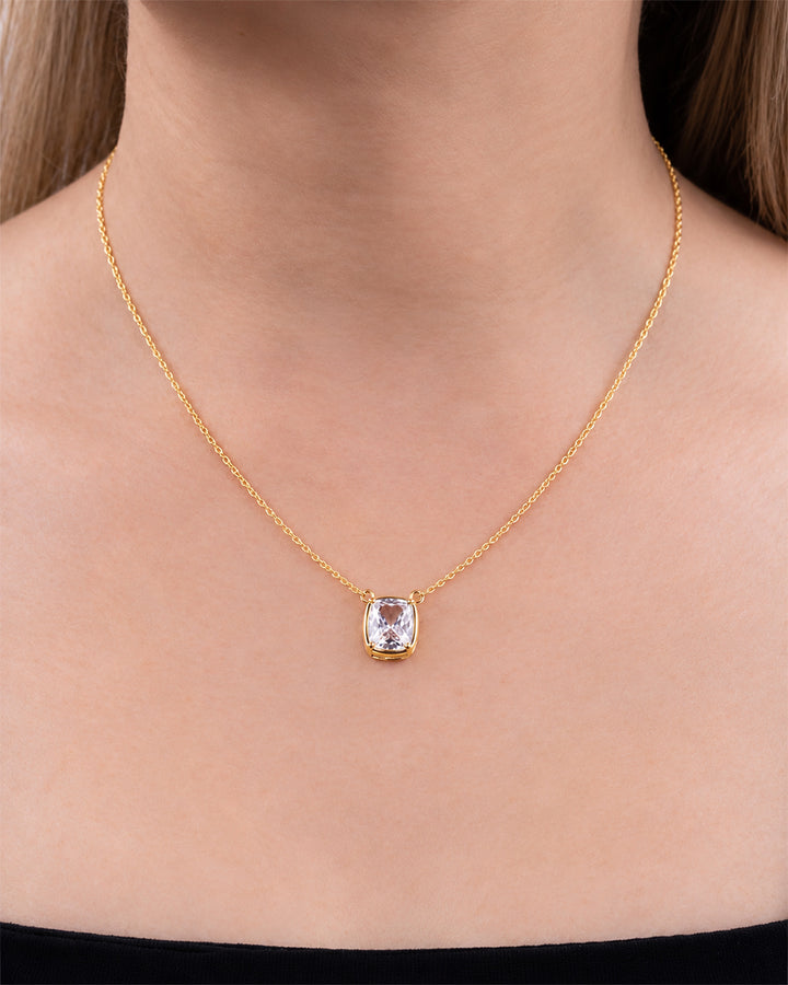Sterling Silver Mini Elongated Cushion Drop Necklace