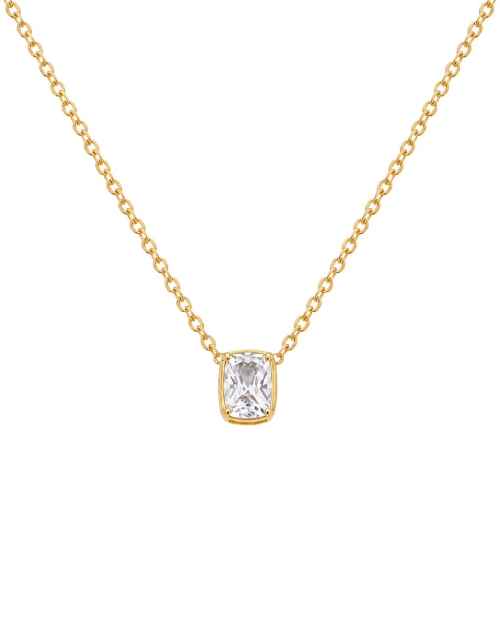 Sterling Silver Mini Elongated Cushion Drop Necklace
