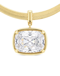 Sterling Silver Elongated Cushion Herringbone Chain Necklace