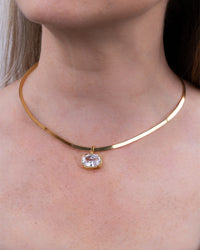 Sterling Silver Elongated Cushion Herringbone Chain Necklace