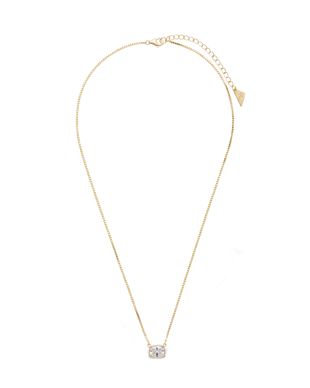 Sterling Silver Mini Elongated Cushion Box Chain Necklace