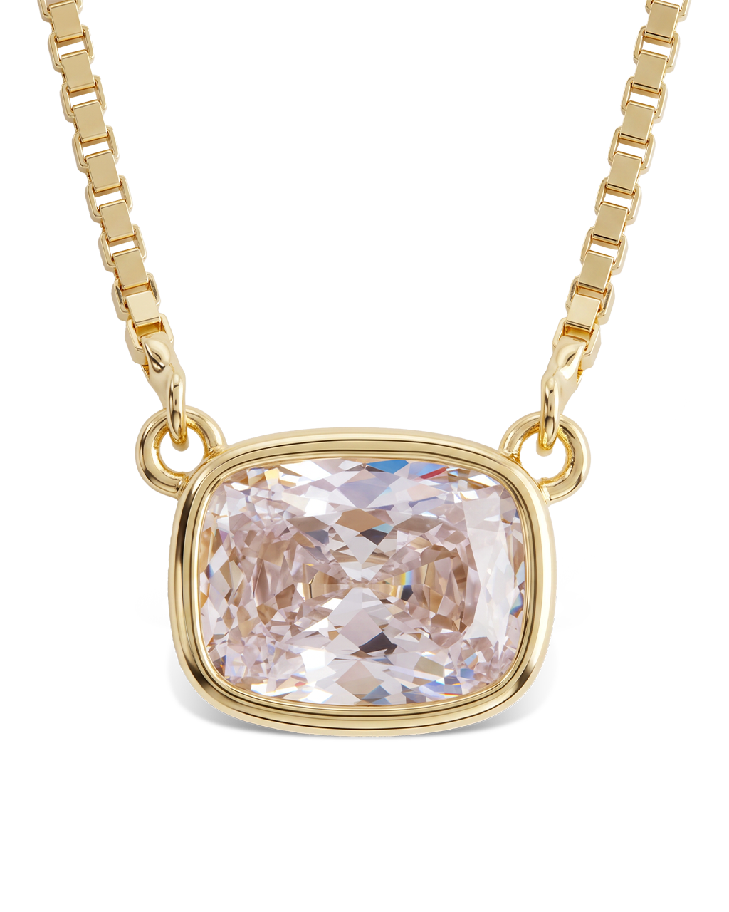 Sterling Silver Mini Elongated Cushion Box Chain Necklace
