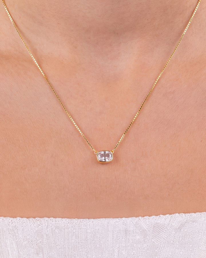 Sterling Silver Mini Elongated Cushion Box Chain Necklace