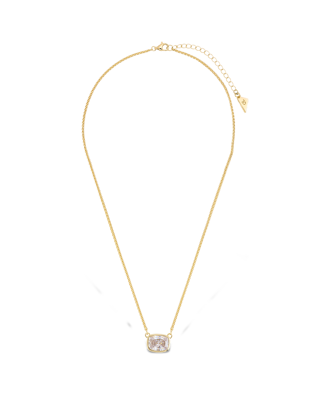 Sterling Silver Mini Elongated Cushion Wheat Chain Necklace