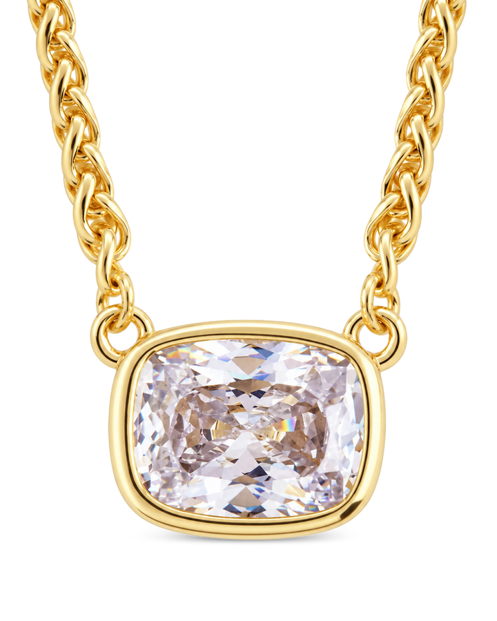 Sterling Silver Mini Elongated Cushion Wheat Chain Necklace