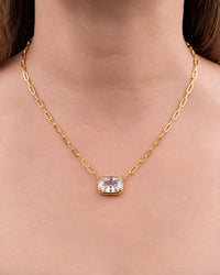 Sterling Silver Elongated Cushion Paperclip Chain Necklace
