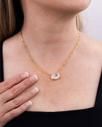 Sterling Silver Elongated Cushion Paperclip Chain Necklace