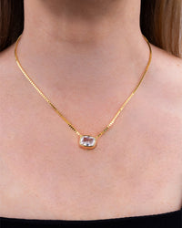 Sterling Silver Elongated Cushion Box Chain Necklace