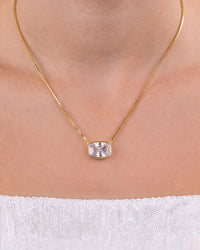 Sterling Silver Elongated Cushion Box Chain Necklace