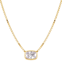 Sterling Silver Elongated Cushion Box Chain Necklace