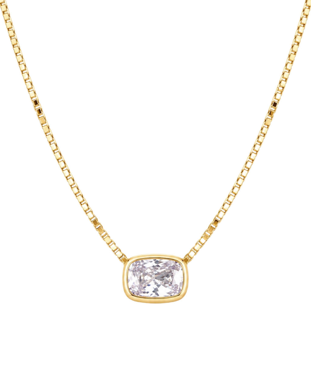 Sterling Silver Elongated Cushion Box Chain Necklace