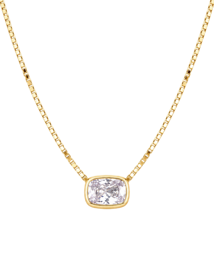 Sterling Silver Elongated Cushion Box Chain Necklace