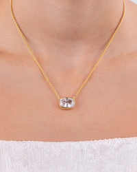 Sterling Silver Elongated Cushion Wheat Chain Necklace