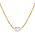 Sterling Silver Elongated Cushion Wheat Chain Necklace