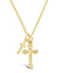 Sterling Silver Double Cross Pendant Necklace