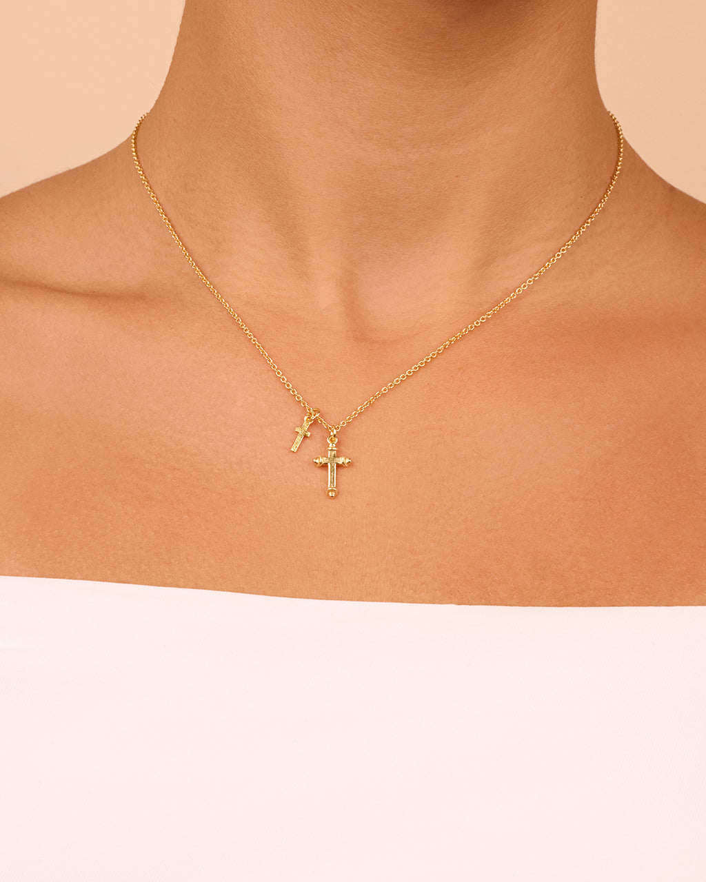 Gold Cross Necklace | Gold Double Cross Pendant | Sterling Forever
