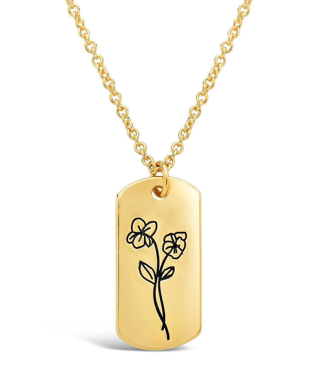 Birth Flower Pendant Necklace Sterling Forever Gold February / Violet 
