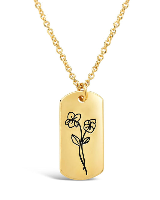 Birth Flower Pendant Necklace Sterling Forever Gold February / Violet 