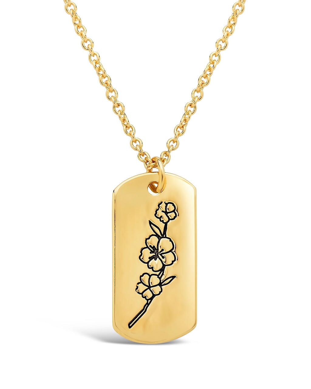 Birth Flower Pendant Necklace Sterling Forever Gold March / Cherry Blossom 