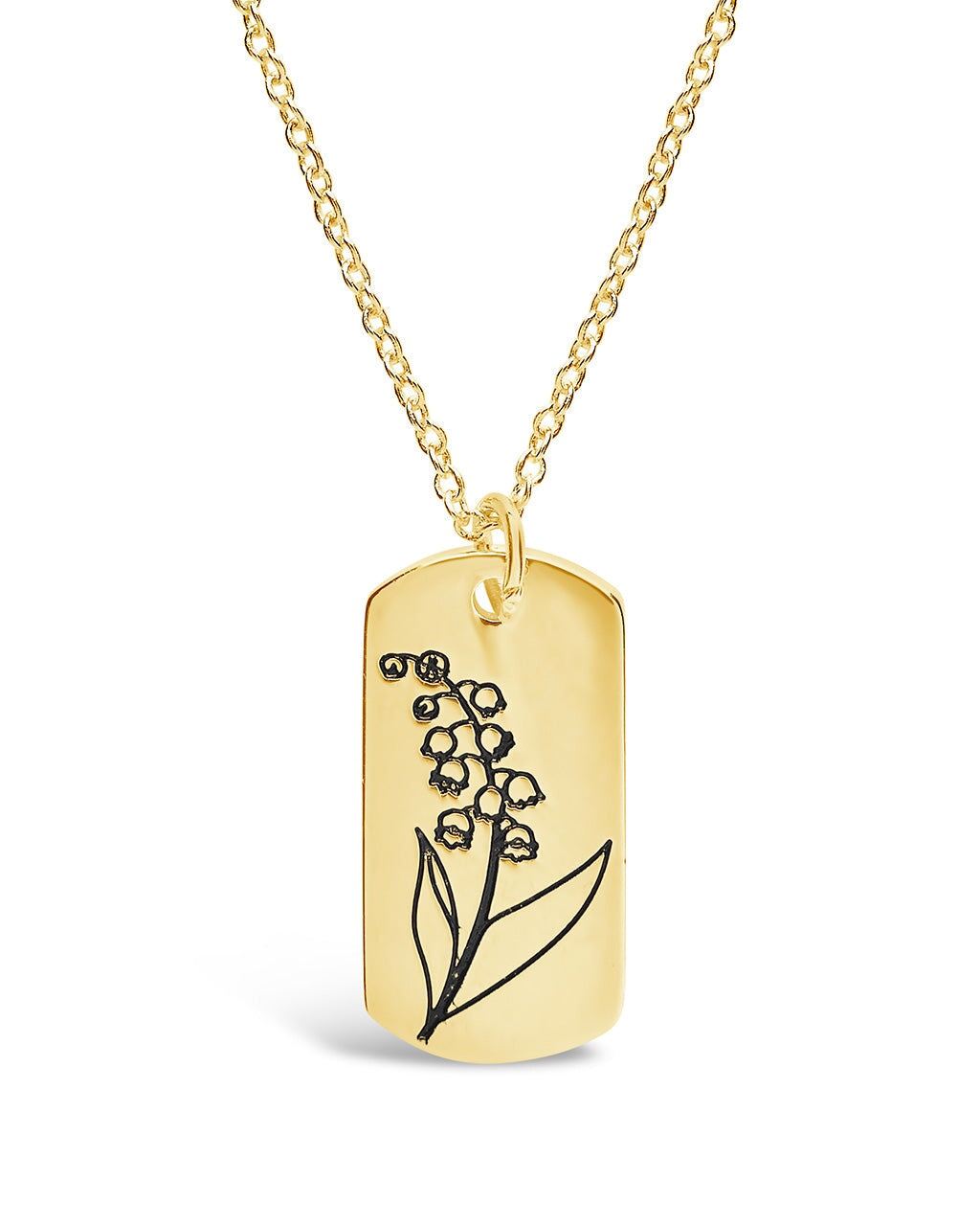 Birth Flower Pendant Necklace Sterling Forever Gold May / Lily of the Valley 
