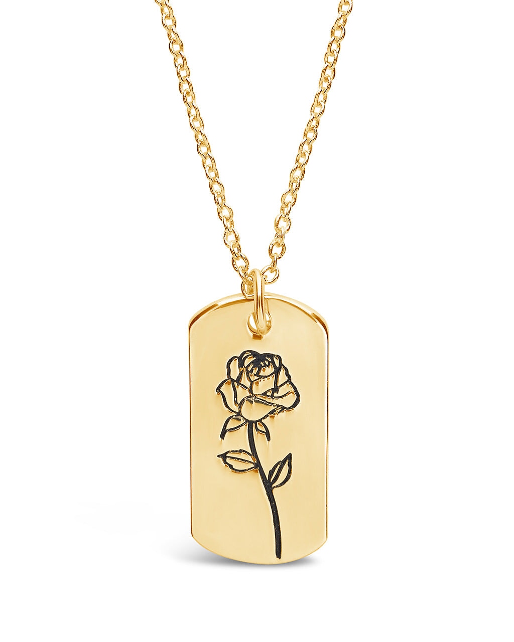 Birth Flower Pendant Necklace Sterling Forever Gold June / Rose 
